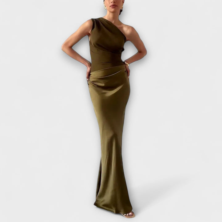 Brianna™ | Elegantes Ein-Schulter Falten Maxi Kleid