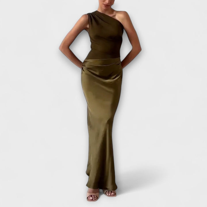 Brianna™ | Elegantes Ein-Schulter Falten Maxi Kleid