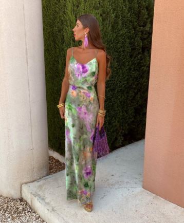 Felicie™ | Stilvolles Maxi-Kleid mit Halo-Dye-Print und abnehmbarem Schal