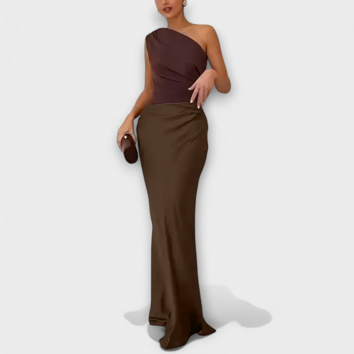 Brianna™ | Elegantes Ein-Schulter Falten Maxi Kleid
