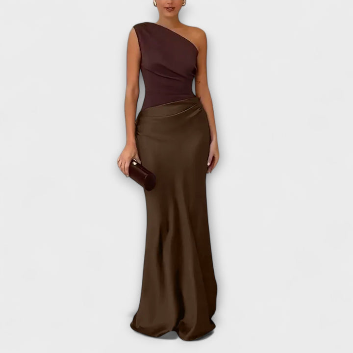 Brianna™ | Elegantes Ein-Schulter Falten Maxi Kleid