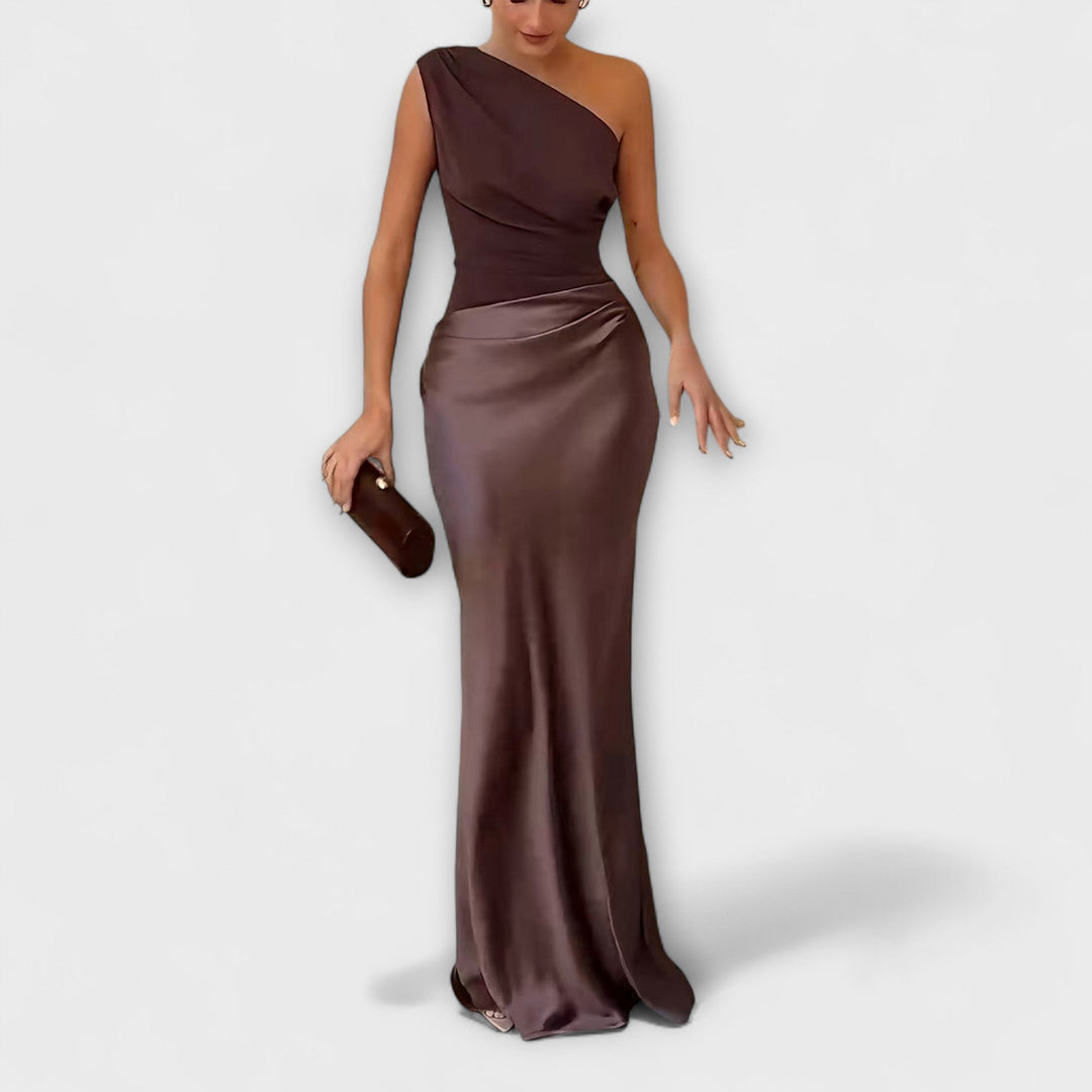 Brianna™ | Elegantes Ein-Schulter Falten Maxi Kleid