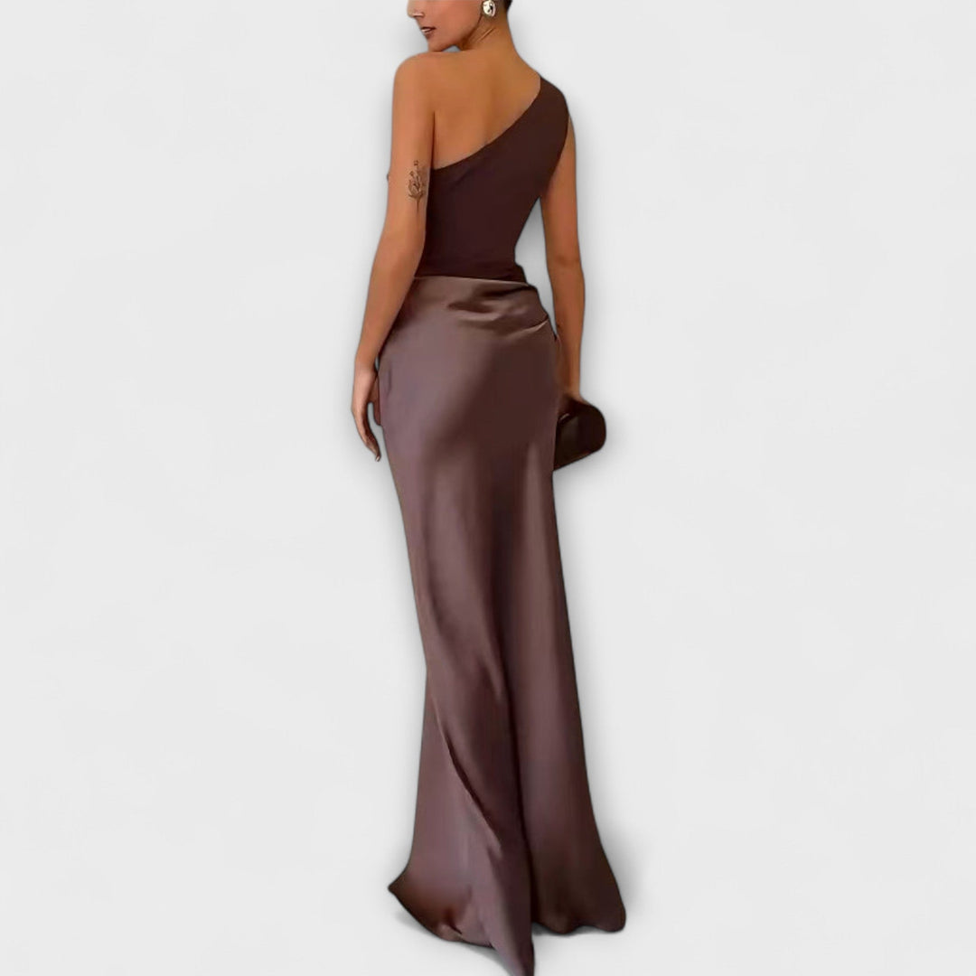 Brianna™ | Elegantes Ein-Schulter Falten Maxi Kleid