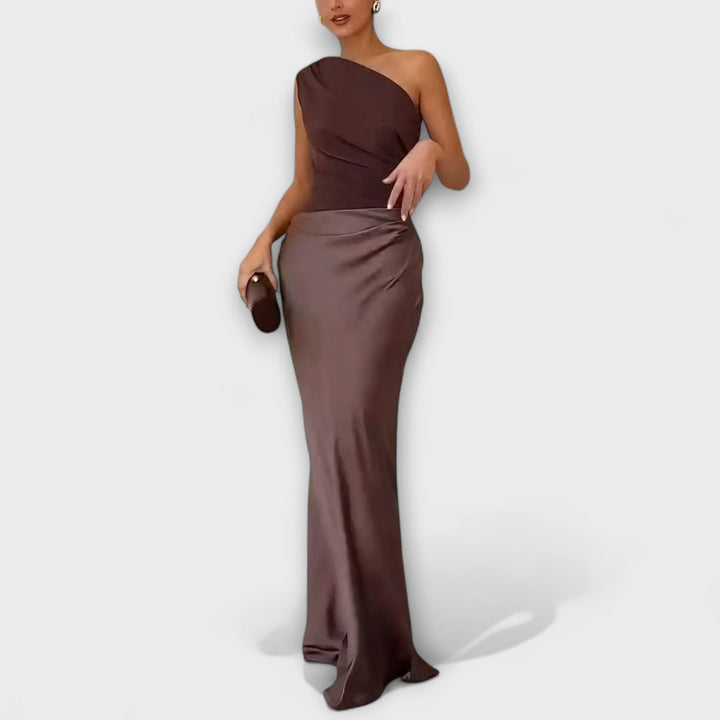 Brianna™ | Elegantes Ein-Schulter Falten Maxi Kleid