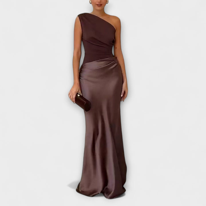 Brianna™ | Elegantes Ein-Schulter Falten Maxi Kleid