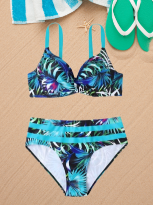 Federica™ | Bikini mit hoher Taille und Blätterdruck