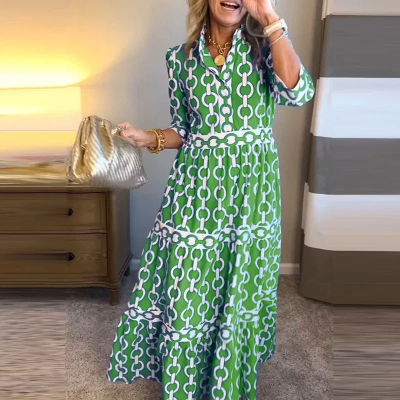 Mariele™ | Midi-Kleid mit Kettenmuster