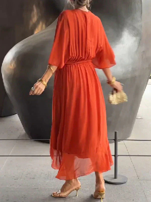 Wilma™ | Chiffon-Midikleid mit Wickeloptik