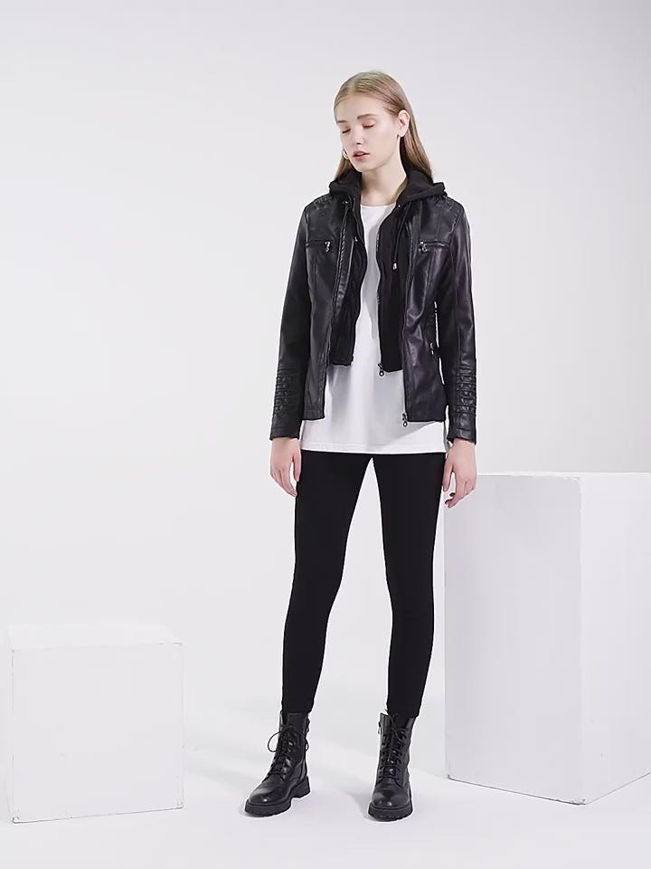 Sophia™ | Kunstleder-Kapuzenjacke