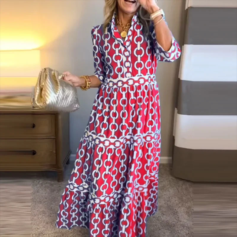 Mariele™ | Midi-Kleid mit Kettenmuster